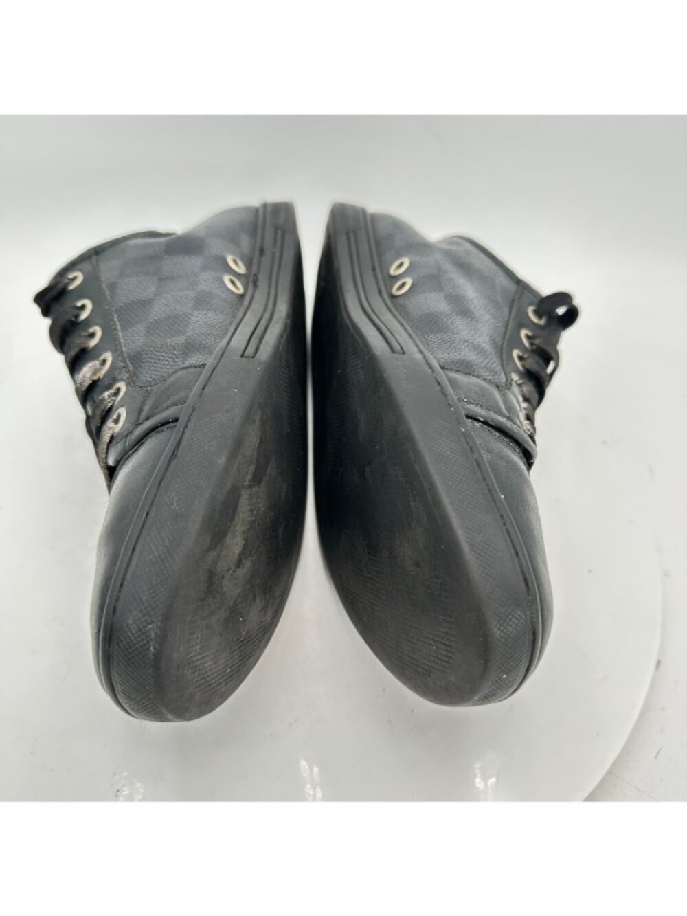 Louis Vuitton Damier Women Size 9 Black Grey Checkerboard Leather Lace Up Shoes - Picture 7 of 11